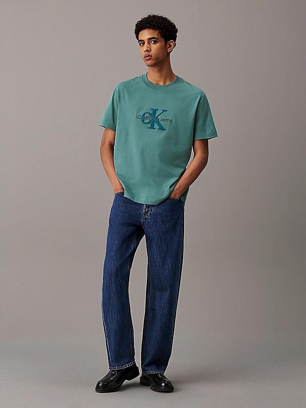 Calvin Klein Chenille Monologo T-Shirt North Atlantic - Afbeelding 3
