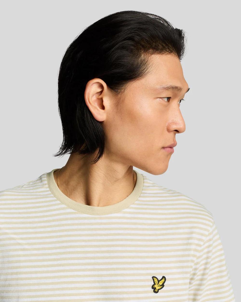 Lyle & Scott Linen Blend Breton Stripe T-shirt Luna - White - Afbeelding 5