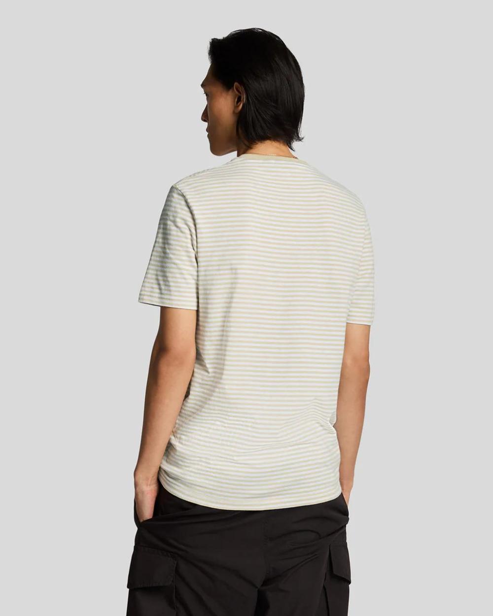 Lyle & Scott Linen Blend Breton Stripe T-shirt Luna - White - Afbeelding 3