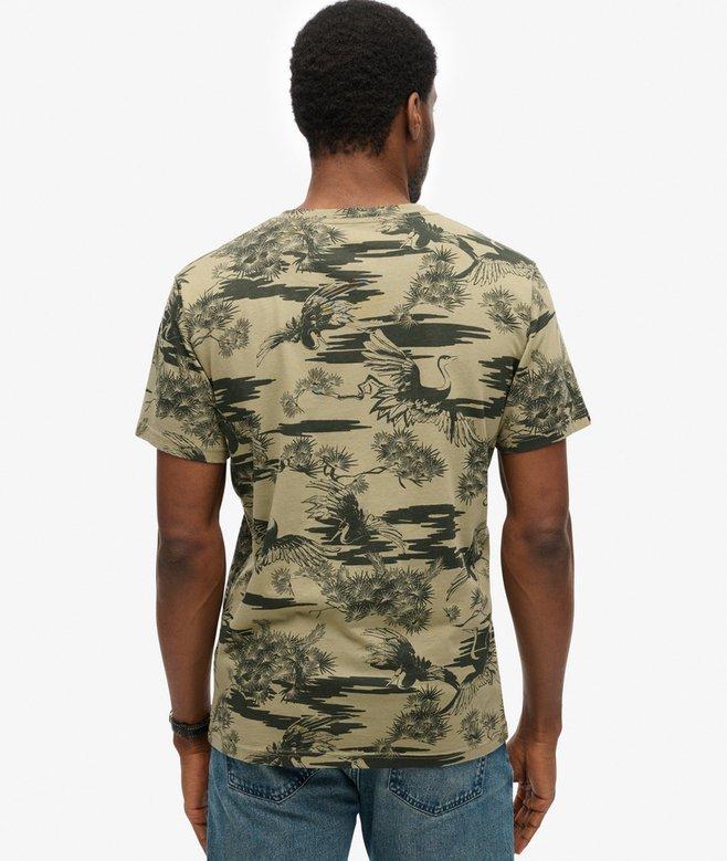 Superdry Classic Essentials RLXD Printed T-Shirt Pine Crane Khaki - Afbeelding 3