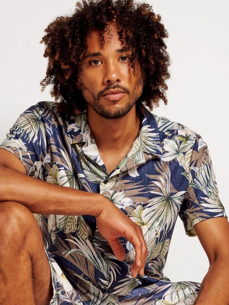 Desoto Overhemd Lido Short Sleeve 1/2 Green Hawaiian Flower - Afbeelding 4