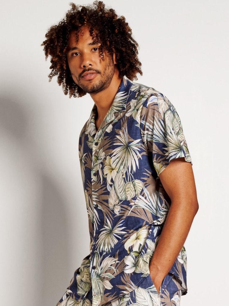 Desoto Overhemd Lido Short Sleeve 1/2 Green Hawaiian Flower - Afbeelding 5