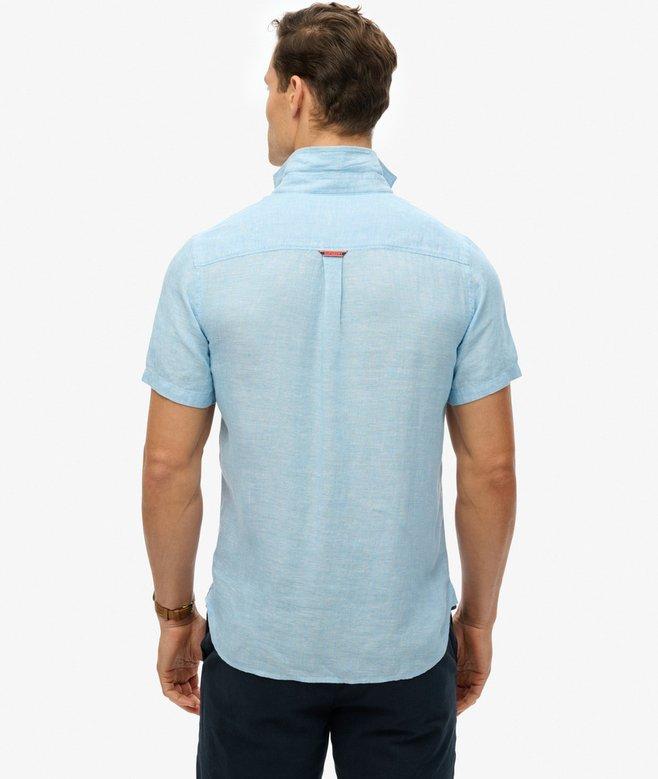 Superdry Vacation Linen S/S Shirt Sea Blue Chambray - Afbeelding 3
