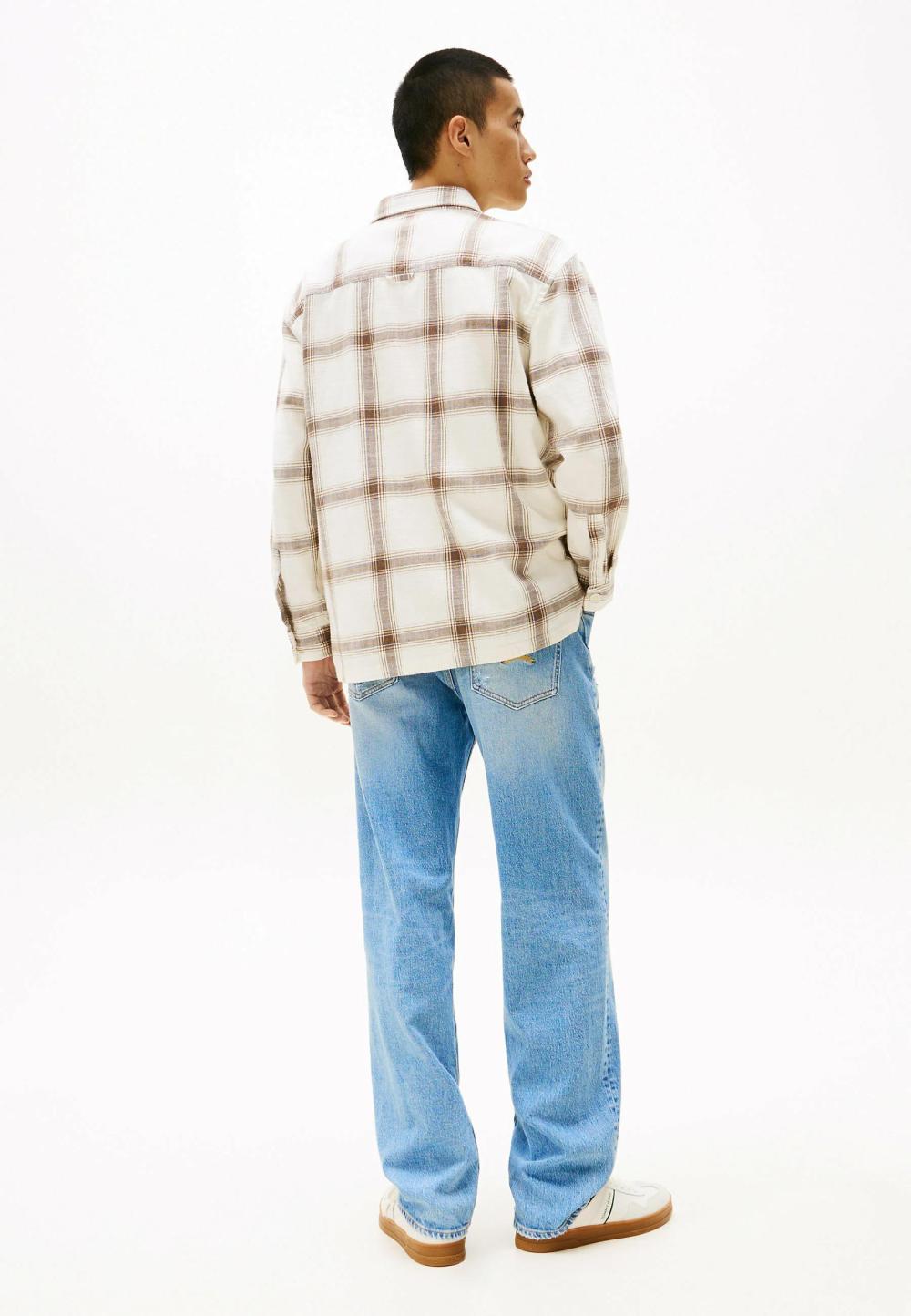 Tommy Jeans Cotton Slub Check Overshirt Ancient White Check - Afbeelding 4