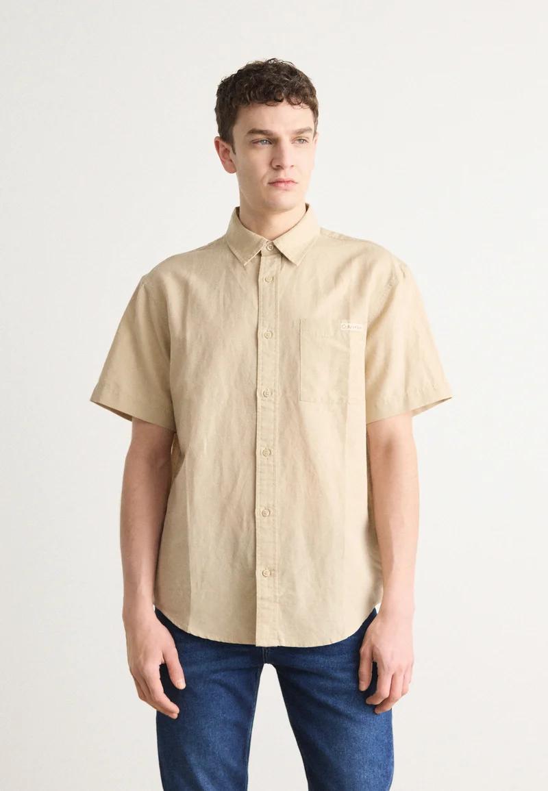 Calvin Klein Jeans Linen Cotton Short Sleeve White Pepper Taupe - Afbeelding 4