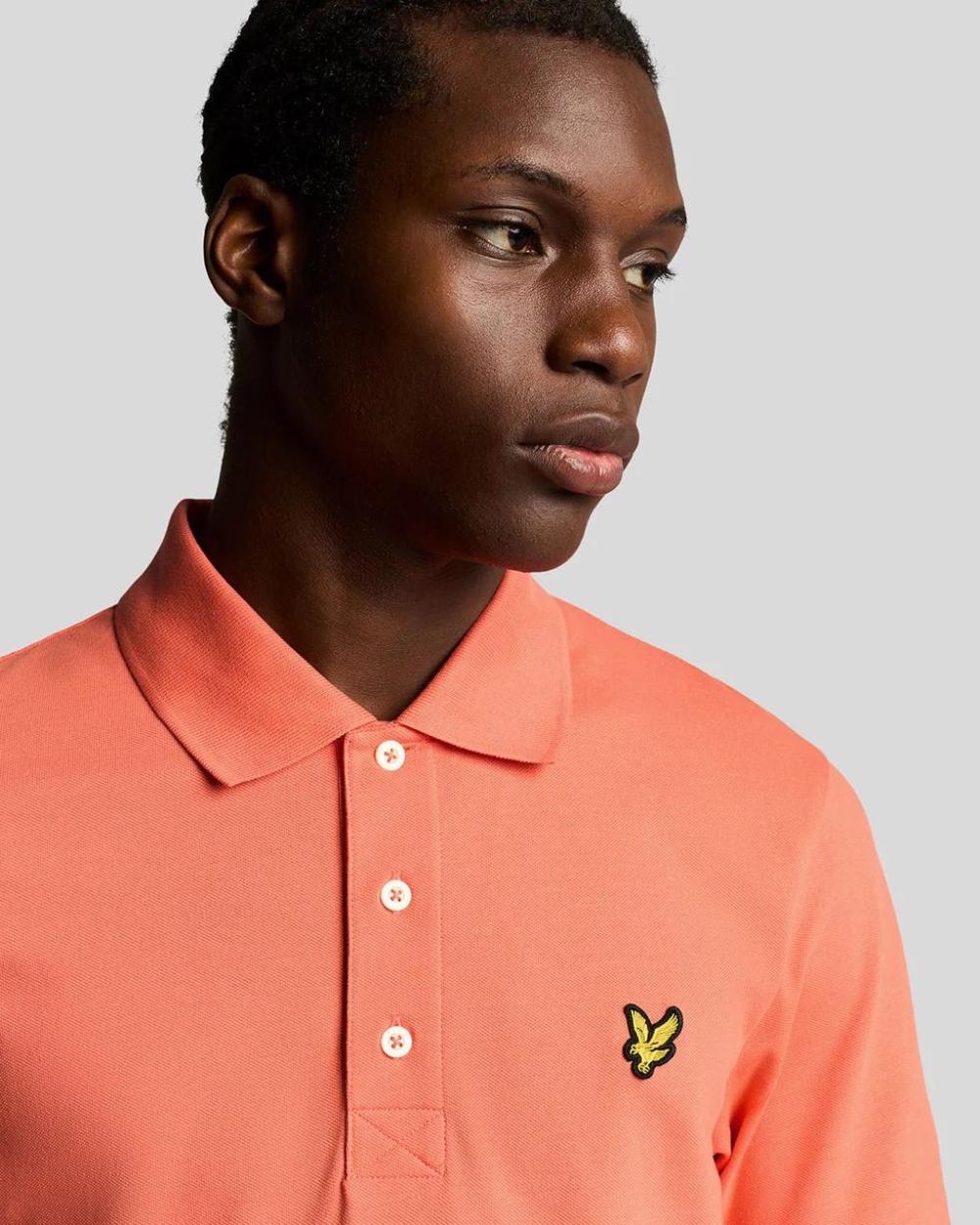 Lyle & Scott Plain Polo Shirt Coral Stand - Afbeelding 5