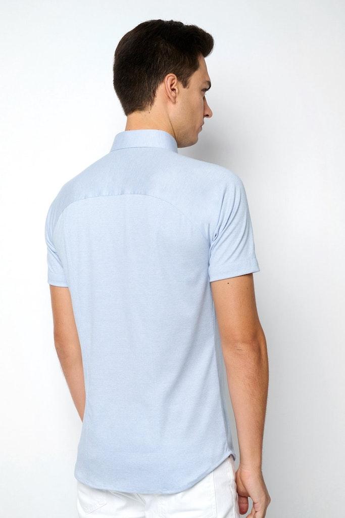 Desoto Overhemd Kent Short Sleeve 1/2 Light Blue Pique - Afbeelding 3