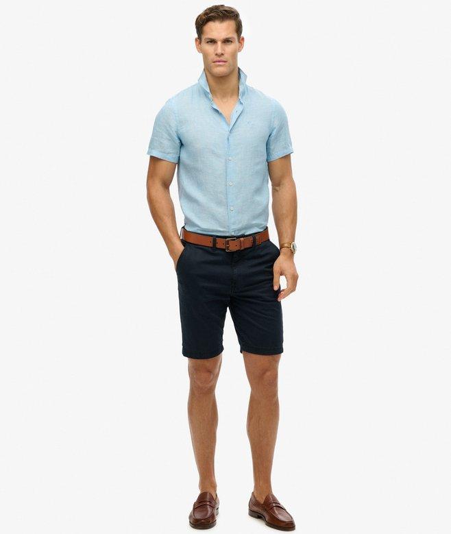 Superdry Vacation Linen S/S Shirt Sea Blue Chambray - Afbeelding 4