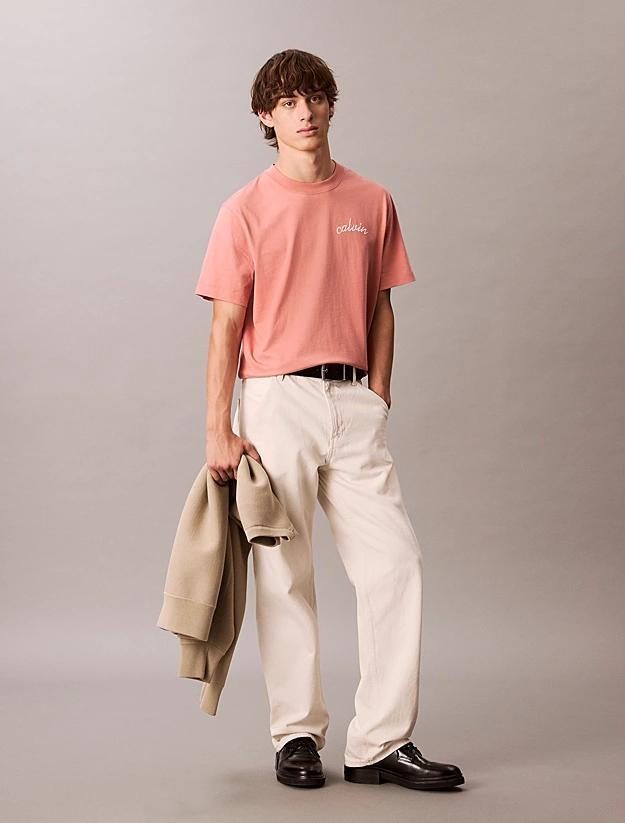 Calvin Klein Left Chest Chain T-Shirt Sunset Rose - Afbeelding 3