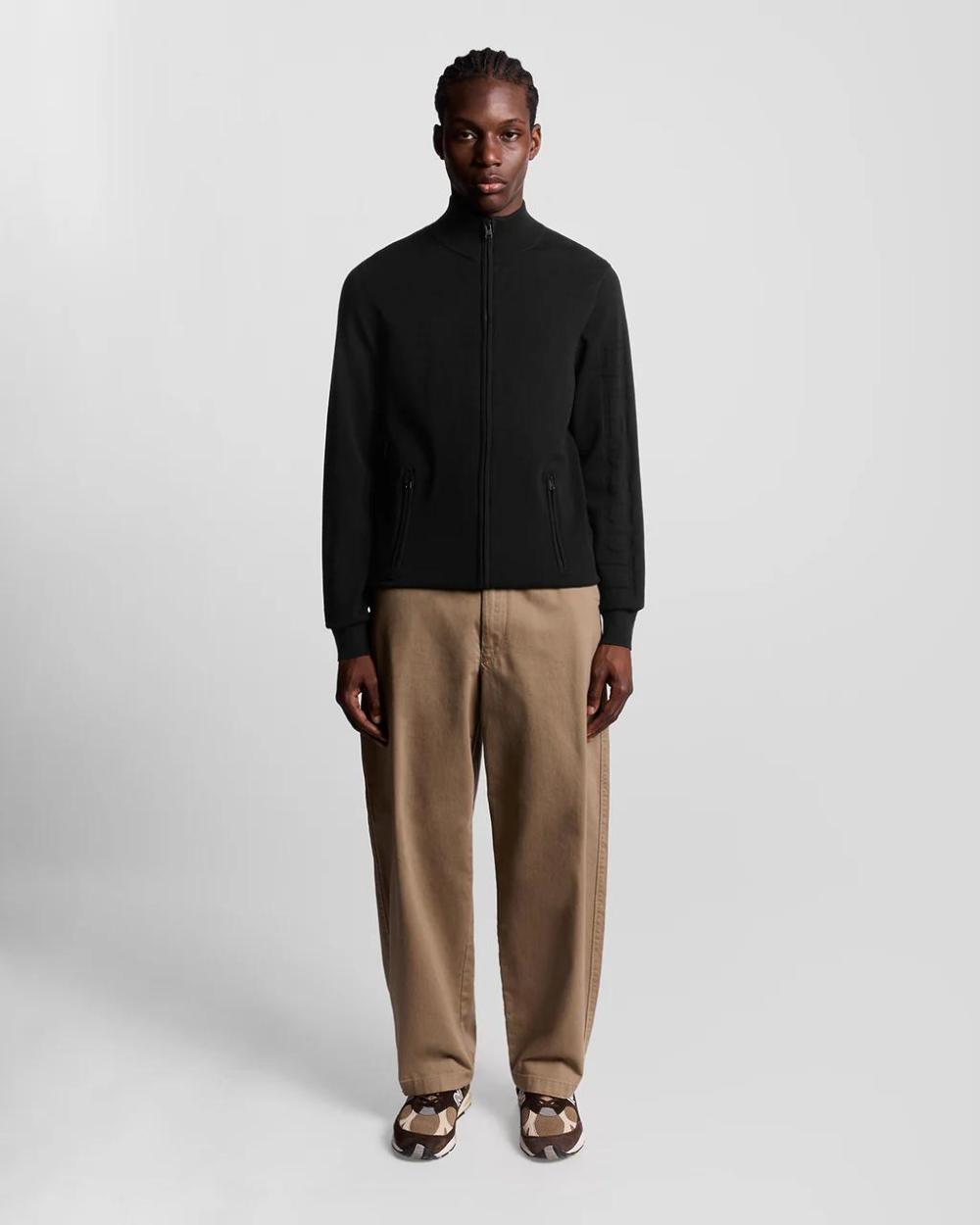 Lyle & Scott Mesh Logo Knitted Track Jacket Jet Black - Afbeelding 4