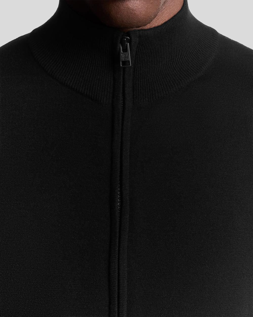 Lyle & Scott Mesh Logo Knitted Track Jacket Jet Black - Afbeelding 5