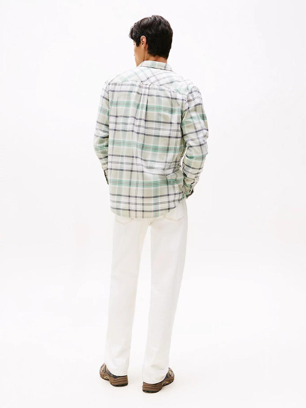 Tommy Jeans Regular Flannel Shirt Check Overshirt Cloudy Jade - Afbeelding 4