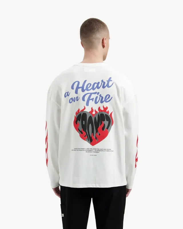 Croyez Heart on Fire Longsleeve T-Shirt Off-White - Afbeelding 3