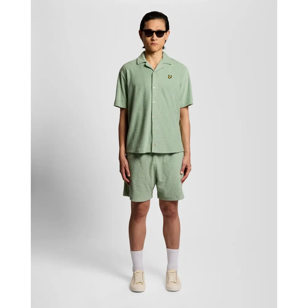 Lyle & Scott Honeycomb Towelling Resort Shirt Misty Sage - Afbeelding 3