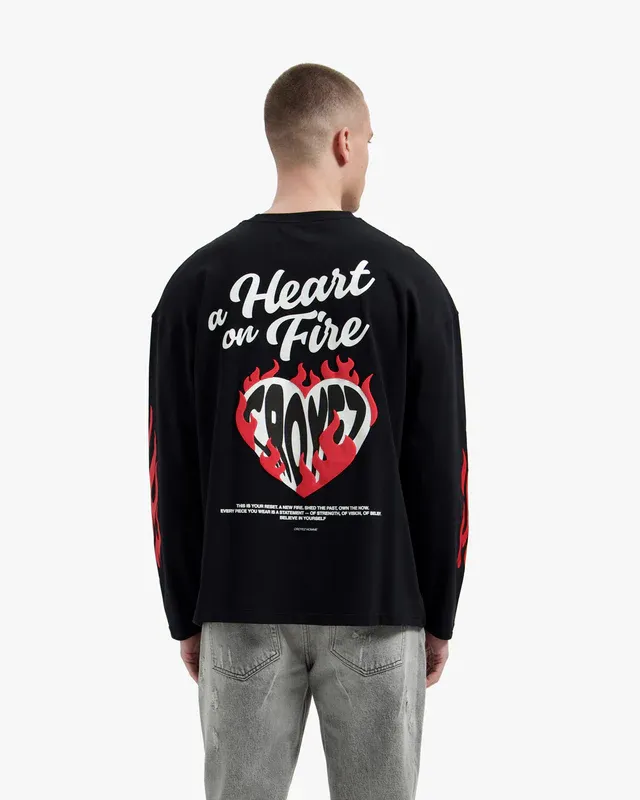 Croyez Heart on Fire Longsleeve T-Shirt Vintage Black - Afbeelding 3