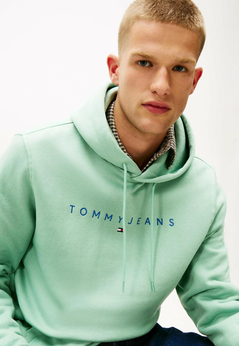 Tommy Jeans Regular Linear Logo Hoodie Cloudy Jade Multi Green - Afbeelding 4