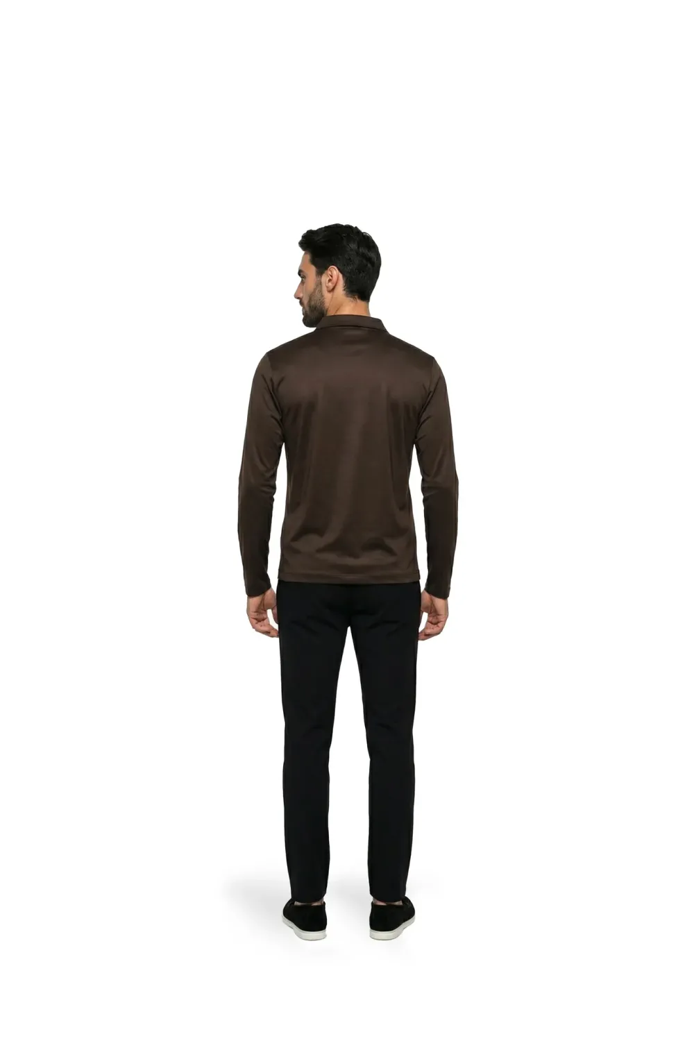 Malelions Men Premium Mercerized Cotton Longsleeve Polo dark brown - Afbeelding 4