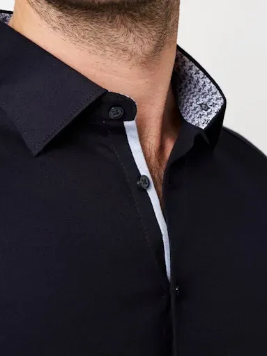 Desoto Overhemd Kent Short Sleeve 1/2 Solid Navy - Afbeelding 3