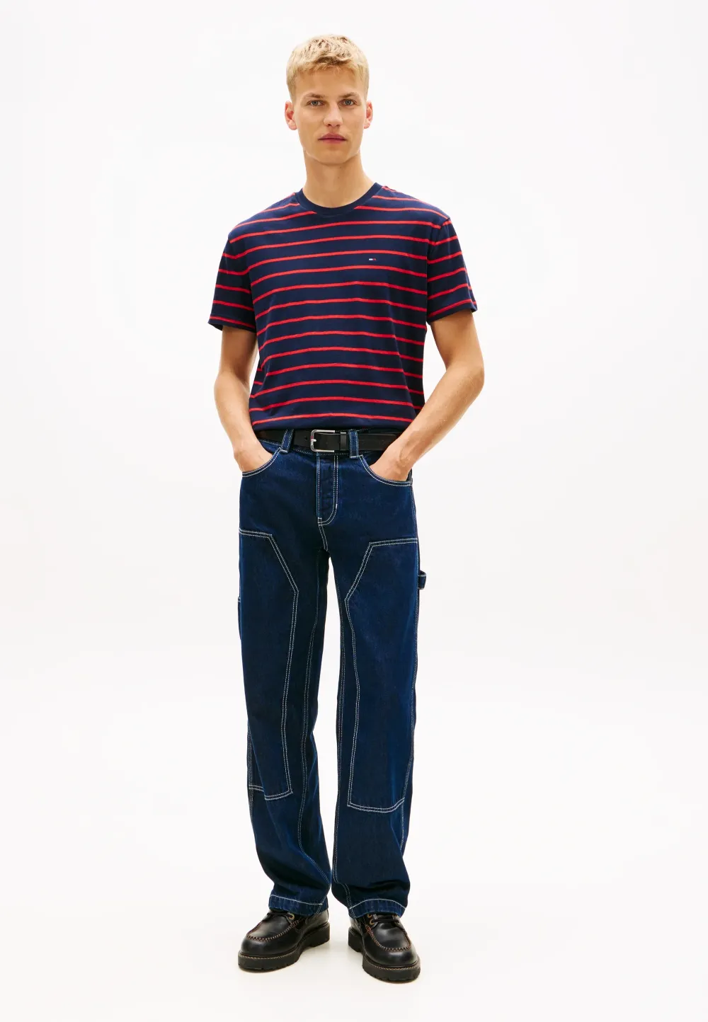 Tommy Jeans Regular Stripe T-shirt Dark Navy Night - Afbeelding 3