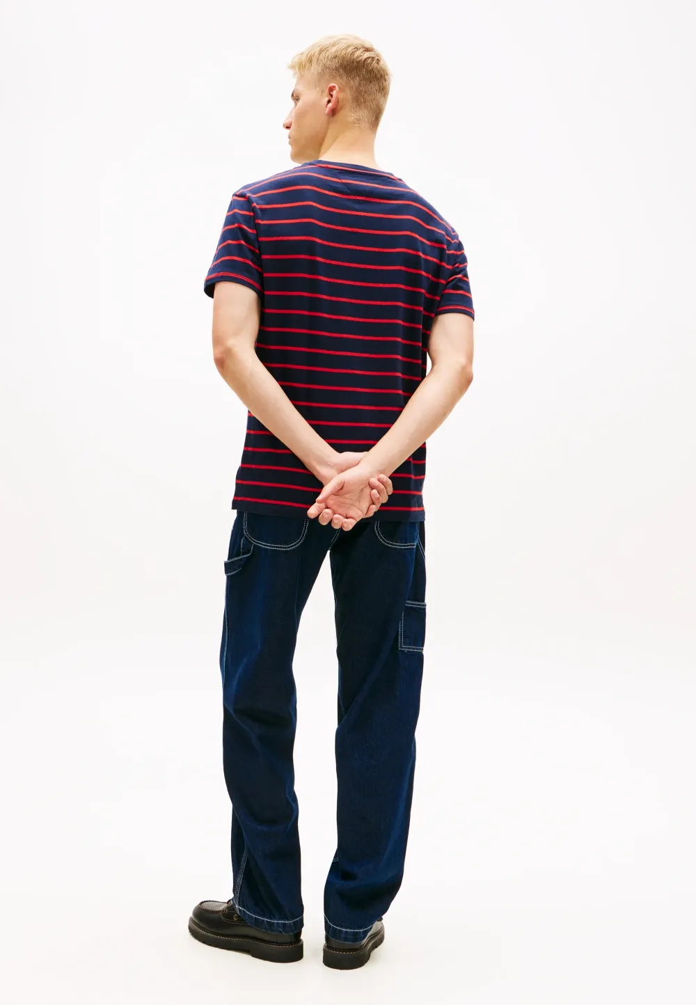 Tommy Jeans Regular Stripe T-shirt Dark Navy Night - Afbeelding 4