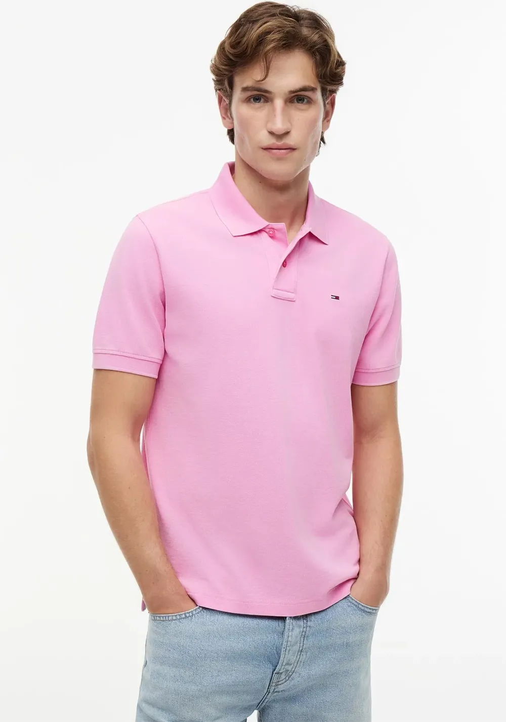 TOMMY JEANS Regular Classic Flag Washed Polo Pink Daisy
