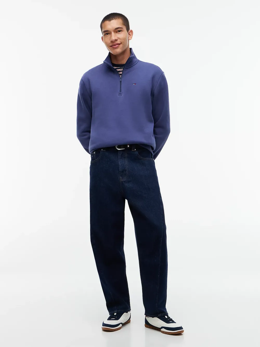Tommy Jeans Regular Fleece 1/4 Zip Basic Navy - Afbeelding 3