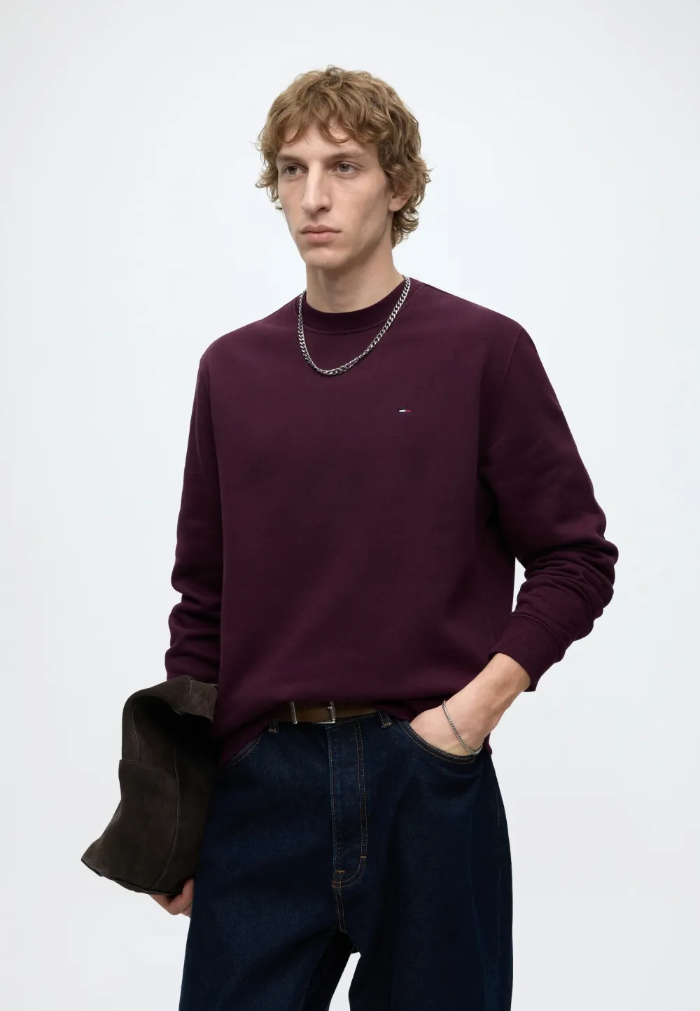 Tommy Jeans Reg S Flag Crew Sweater Calypso Berry - Afbeelding 3