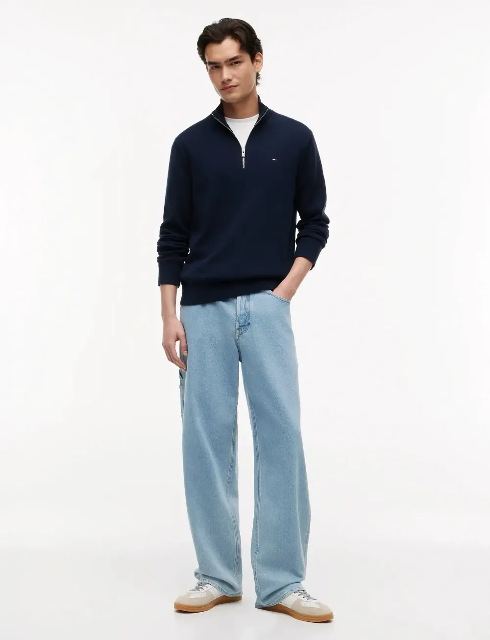 Tommy Jeans SLM Ess Light 1/4 Zip Dark Blue - Afbeelding 3